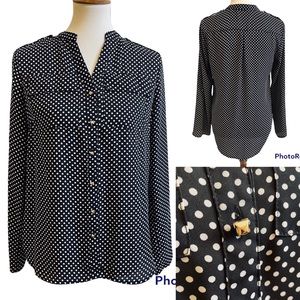 3/$20 🍀Zac & Rachel Black & White Polka Dot Button Up Top - Size S
